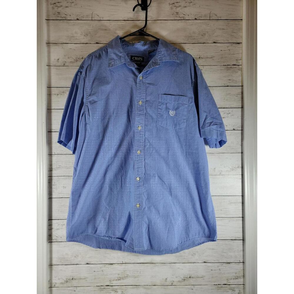 Chaps Men's Easy Care Button Down Shirt Blue XL NEW Casual or Dress